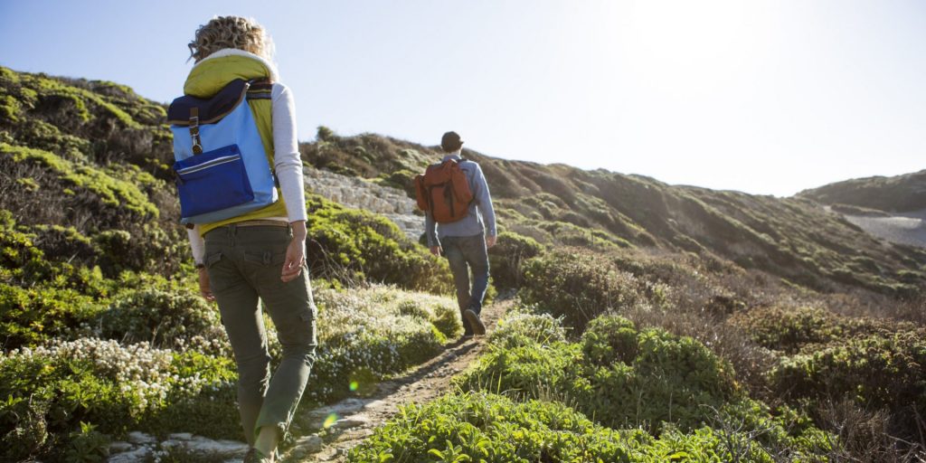 couple out hiking 