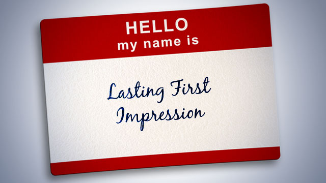 name tag that says lasting first impression